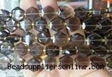 HABS10 15 inches 12mm faceted hexagon smoky quartz beads wholesale