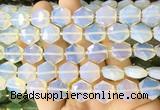 HABS15 15 inches 12mm faceted hexagon white opalite beads wholesale