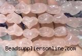 HGBS02 15 inches 11*13*18mm carved heart rose quartz beads