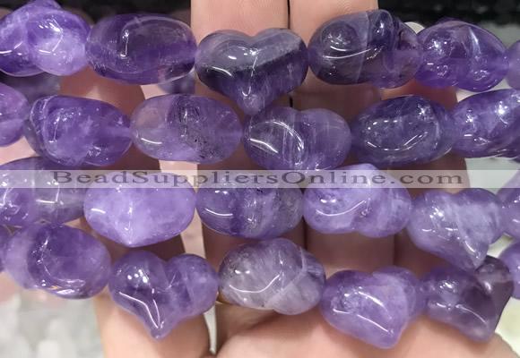 HGBS03 15 inches 11*13*18mm carved heart amethyst beads