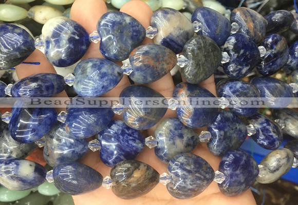 HGBS35 15 inches 20mm heart sodalite gemstone beads wholesale