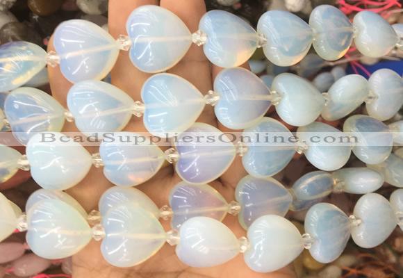 HGBS48 15 inches 20mm heart opalite gemstone beads wholesale