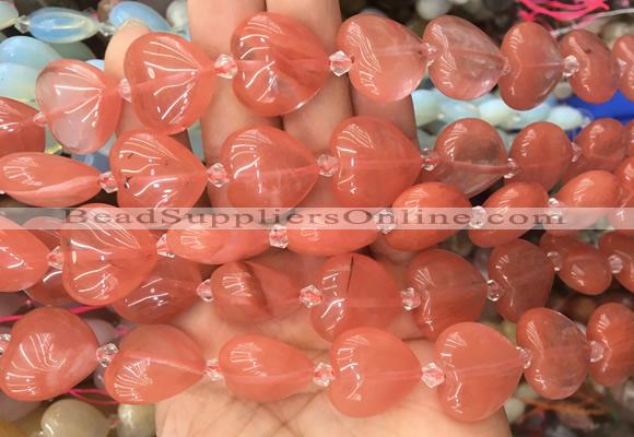 HGBS62 15 inches 20mm heart cherry quartz gemstone beads wholesale