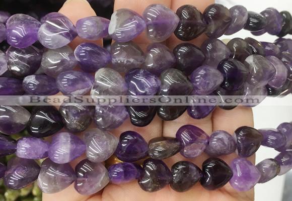 HGBS67 15 inches 10mm heart amethyst gemstone beads wholesale