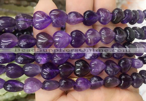 HGBS68 15 inches 10mm heart amethyst gemstone beads wholesale