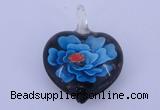 LP05 15*28*40mm heart inner flower lampwork glass pendants