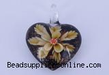 LP07 15*32*41mm heart inner flower lampwork glass pendants