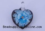 LP09 16*30*40mm heart inner flower lampwork glass pendants