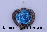 LP14 15*38*48mm heart inner flower lampwork glass pendants