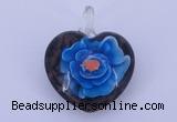 LP15 15*30*38mm heart inner flower lampwork glass pendants