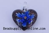 LP16 15*32*38mm heart inner flower lampwork glass pendants