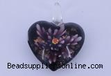 LP17 16*33*42mm heart inner flower lampwork glass pendants