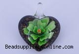 LP19 18*32*39mm heart inner flower lampwork glass pendants