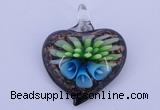 LP22 15*36*44mm heart inner flower lampwork glass pendants