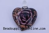 LP23 14*34*45mm heart inner flower lampwork glass pendants