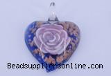 LP26 15*40*50mm heart inner flower lampwork glass pendants