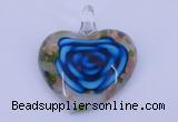 LP27 12*38*43mm heart inner flower lampwork glass pendants