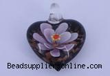 LP28 16*31*35mm heart inner flower lampwork glass pendants