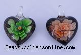 LP30 16*31*41mm heart inner flower lampwork glass pendants