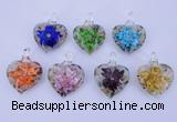 LP32 15*30*40mm heart inner flower lampwork glass pendants