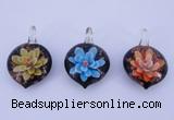 LP33 16*30*45mm heart inner flower lampwork glass pendants