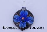 LP38 13*32*46mm heart inner flower lampwork glass pendants