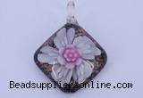 LP60 12*38*48mm diamond inner flower lampwork glass pendants