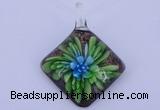 LP63 12*39*50mm diamond inner flower lampwork glass pendants