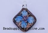 LP64 14*32*53mm diamond inner flower lampwork glass pendants