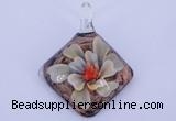 LP67 12*38*48mm diamond inner flower lampwork glass pendants