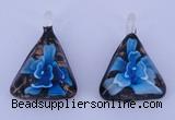 LP71 11*32*44mm triangle inner flower lampwork glass pendants