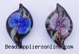 LP85 14*27*50mm leaf inner flower lampwork glass pendants