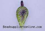 LP89 11*26*65mm leaf inner flower lampwork glass pendants