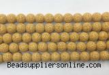 LVBS03 6mm, 8mm, 10mm, 12mm, 14mm, 16mm, 18mm & 20mm round yellow lava beads