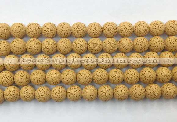 LVBS03 6mm, 8mm, 10mm, 12mm, 14mm, 16mm, 18mm & 20mm round yellow lava beads