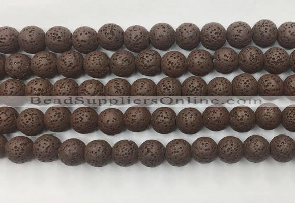 LVBS10 6mm, 8mm, 10mm, 12mm, 14mm, 16mm, 18mm & 20mm round brown lava beads