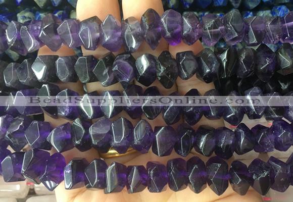 NGBS112 15 inches 8*12mm - 10*14mm faceted nuggets amethyst beads