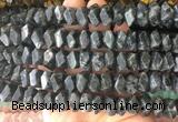 NGBS123 15 inches 8*12mm - 10*14mm faceted nuggets black labradorite beads