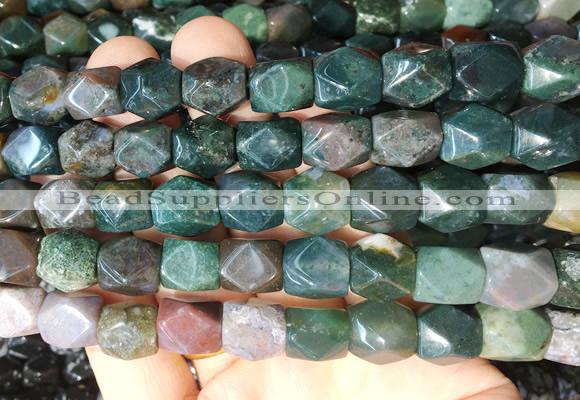 NGBS145 15 inches 9*11mm faceted nuggets indian agate gemstone beads