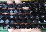 NGBS146 15 inches 9*11mm faceted nuggets black obsidian gemstone beads