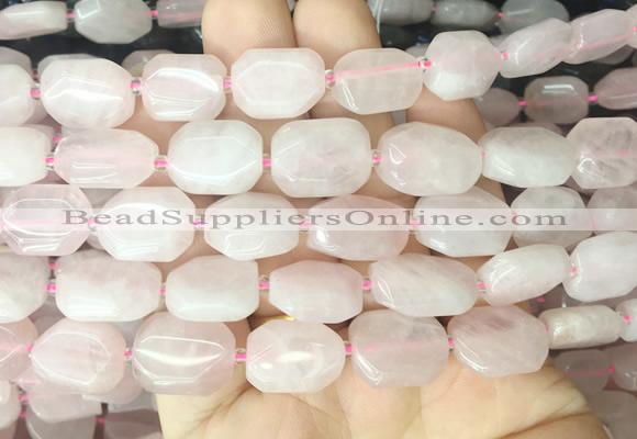 NGBS189 15 inches 10*14mm - 12*16mm faceted freeform rose quartz beads