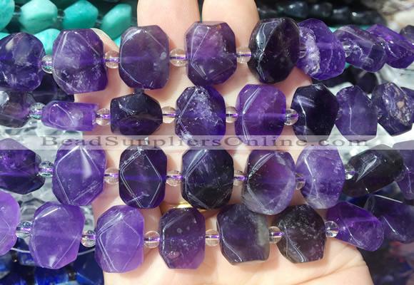 NGBS196 15 inches 10*14mm - 12*16mm faceted freeform amethyst beads