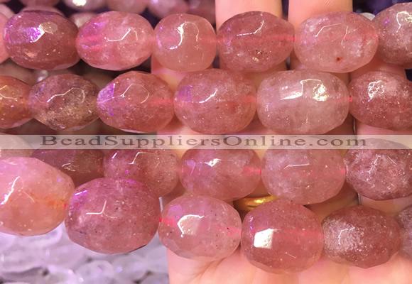 NGBS32 15 inches 12*16 - 13*18mm faceted nuggets red strawberry quartz beads