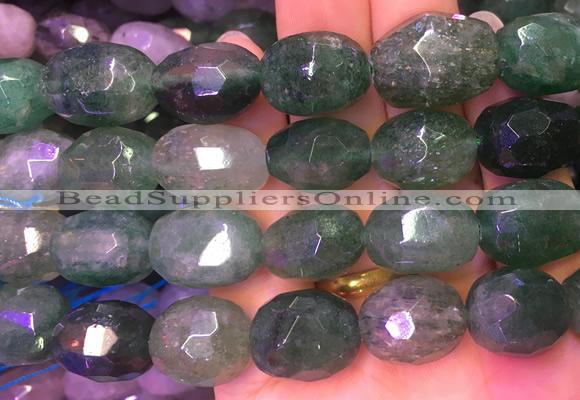 NGBS33 15 inches 12*16 - 13*18mm faceted nuggets green strawberry quartz beads