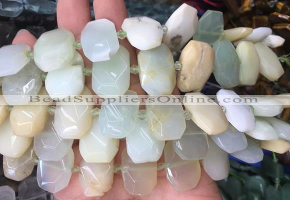 NGBS86 15 inches 13*18mm - 15*20mm faceted freeform green opal beads