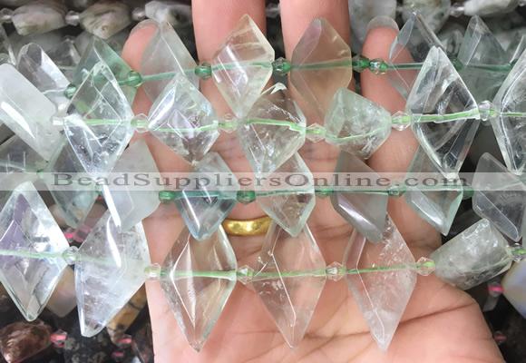 NGBS94 15 inches 13*22mm - 15*25mm faceted marquise green crystal beads