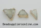 NGC1008 20*30mm – 30*35mm triangle druzy quartz connectors