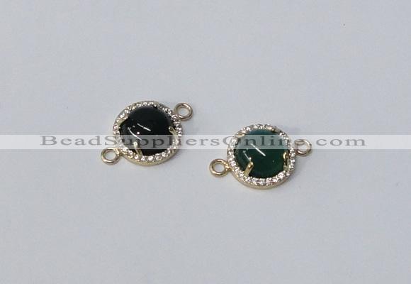 NGC1014 10mm flat round agate gemstone connectors wholesale