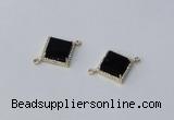 NGC1032 12*12mm diamond agate gemstone connectors wholesale