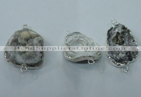 NGC105 25*35mm - 30*40mm freeform druzy agate connectors wholesale